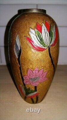 Japanese old cloisonne contemporary vase gold pattern lovely item