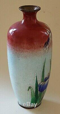 Japanese red cloisonné vintage Victorian Meiji period oriental antique vase B