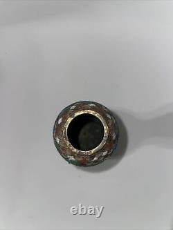 Japanese small enamel cloisonne vase, bulbous form