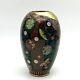 Kintsugi Antique Japanese Cloisonné Vase Meiji Era Goldstone Butterfly Floral