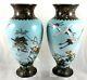 Large Pair Of 19th Century Japanese Meiji Period Cloisonne Vases 31cm High