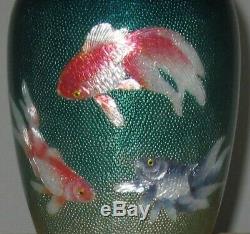 LARGE VERY RARE KUMENO, TIETARO Signed Meiji Japanese Ginbari Cloisonne Vase