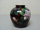 Lovely Japanese Cloisonne Ginbari Akasuke (pigeon Blood) Vase With Bronze Rims