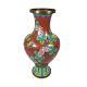 Large 12 Antique Chinese Cloisonne Vase Red Floral Bronze Base Flowers 19th C