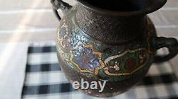 Large 1800s Antique Chinese Cloisonne Vase Heavy Wear 12