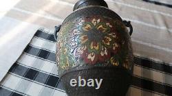 Large 1800s Antique Chinese Cloisonne Vase Heavy Wear 12