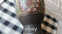 Large 1800s Antique Chinese Cloisonne Vase Heavy Wear 12