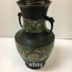 Large 19th Century Japanese Champleve Vase Urn WithChinese Design Rare