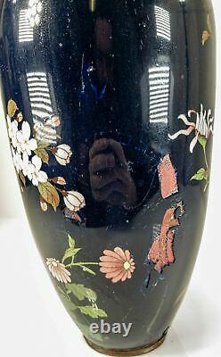Large Antique Japanese Cloisonne Vase Floral Chrysanthemum Vase As Is Damaged