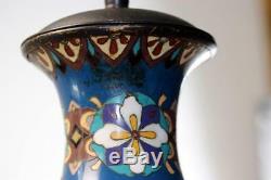 Large Antique Japanese Meiji Cloisonne Vase Lamp