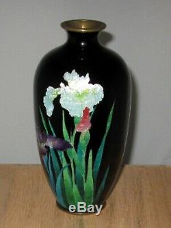 Large Antique Japanese Partial Ginbari Cloisonne Enamel Vase with Geisha & Orchids
