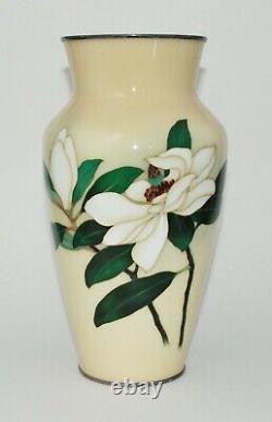 Large Japanese Cloisonne Enamel Vase with Magnolia Blossoms by Ando PIB