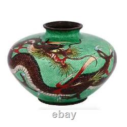 Large Japanese Cloisonne & Ginbari Enamel Dragon Vase