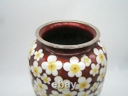 Large Japanese Cloisonne Vase Beautiful Apple Blossoms Vintage