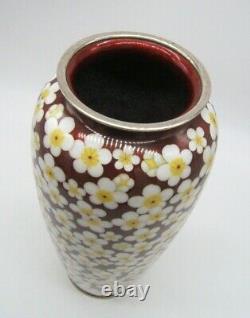 Large Japanese Cloisonne Vase Beautiful Apple Blossoms Vintage