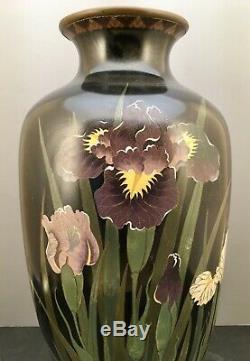 Large Japanese Meiji Cloisonne Vase with Irises