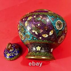 Large Japanese Meiji Period Cloisonne Jar With Lidde