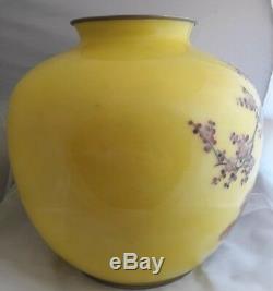 Large Japanese Meiji Silver Wire & Wireless Cloisonne Vase