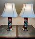 Large Pair Of Antique Japanese Red Cloisonné Lamps Meiji-showa Period