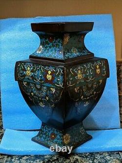 Large Rare Antique 19th Century Chinese Bronze Cloisonne Vase, c 1880