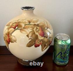 Large Rare Shape Peach Pink Japanese Cloisonne vase 8.5 inches tall
