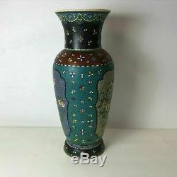 Large Scarce Meiji Silver Wired Japanese Totai Cloisonne Satsuma Pottery Vase