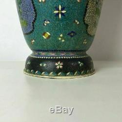 Large Scarce Meiji Silver Wired Japanese Totai Cloisonne Satsuma Pottery Vase