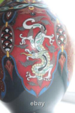Large Vintage Japanese Cloisonne Vase with Dragons and Phoenix