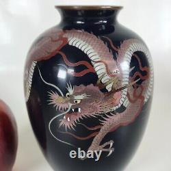 Late 1800s Adachi Kinjiro Japanese Dragon Decorated Cloisonne Vase