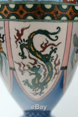 Late 18th Century Japanese Large Pair Cloisonne Dragon/ crane Meiji Vases 31cm