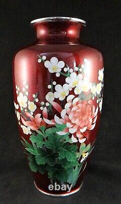 Lg. Ando Japanese Cloisonne Vase withBeautiful Shaded Enamel, 9 ¾ tall