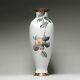 Lovely 19c Antique Japanese Bronze Cloisonne Vase Bird And Peach