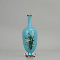 Lovely 19c Antique Meiji Period Japanese Bronze Cloisonne Vase Flowers