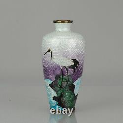 Lovely 19c Antique Meiji Period Japanese Ginbari Bronze Cloisonne Vase