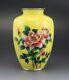 Lovely Vtg Japanese Cloisonne Enamel Yellow Floral Roses Vase