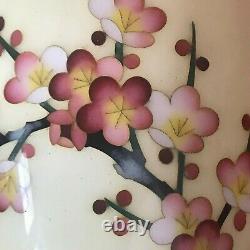Lovely VTG Japanese Cloisonne Enamel Yellow Floral Roses Vase