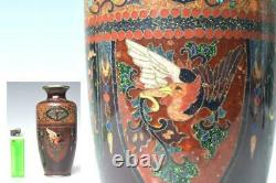 MEIJI Era Cloisonne DRAGON PHOENIX Vase 5.9 inch Japanese Antique Metal Figurine