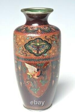 MEIJI Era Cloisonne DRAGON PHOENIX Vase 5.9 inch Japanese Antique Metal Figurine