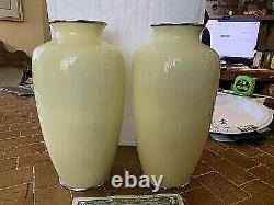 MIRRORED PAIR Extraordinary 9.5 Japanese Silver Wire Cloisonne Vases