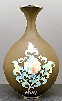 Magnificent Japanese Taisho Silver & Gold Wire Cloisonne Vase by Ando