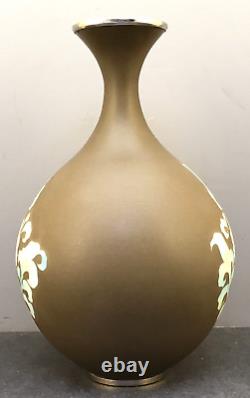 Magnificent Japanese Taisho Silver & Gold Wire Cloisonne Vase by Ando