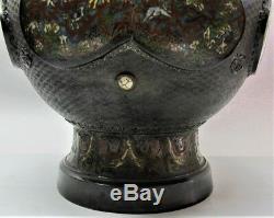 Massive 24 JAPANESE EDO PERIOD Champleve Cloisonne Bronze Vase c. 1800 antique