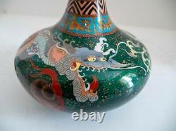 Meiji Cloisonne Dragon Vase Trumpet Vase Rare Color Antique Japanese Enamel Vase