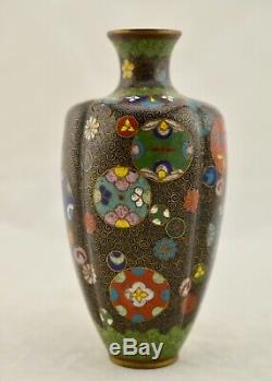 Meiji Japanese Cloisonne enamel Kyoto-Jippo wired lobbed vase