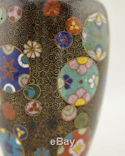 Meiji Japanese Cloisonne enamel Kyoto-Jippo wired lobbed vase