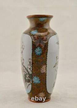 Meiji Japanese Cloisonne enamel twin landscape silver wire moon-flask vase