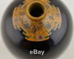Meiji Japanese Cloisonne enamelled silver wire Iris vase by Hayashi Kodenji