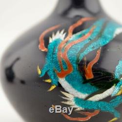 Meiji Japanese Cloisonne ginbari enamel coiled dragon vase
