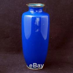 Meiji Japanese blue cloisonné vase with pheasant design circa 1910