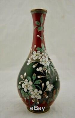 Meiji Japanese cloisonne jippo and ginbari enamelled Sakura Blossom vase